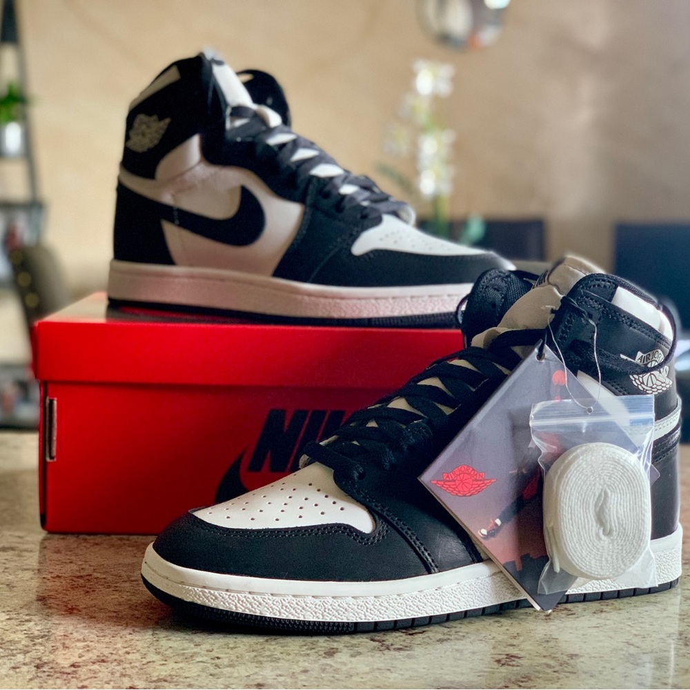 Jordan 1 high 85 black and white size 7.5 M/9 W tried on.